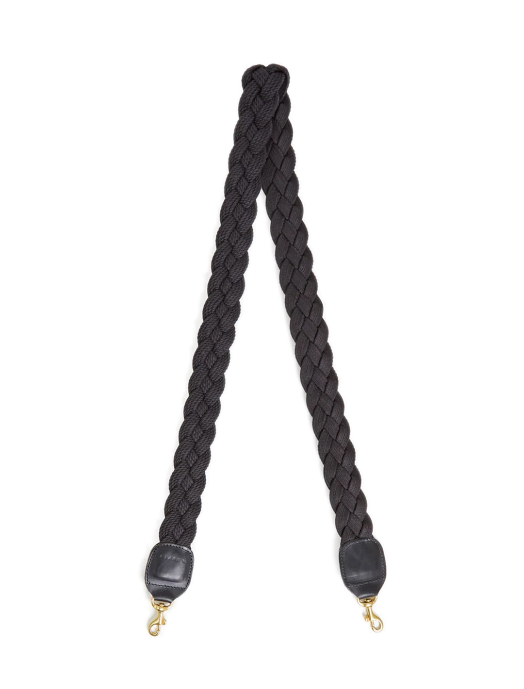 Clare V. Braided Leather Shoulder Strap in Black Italian Nappa