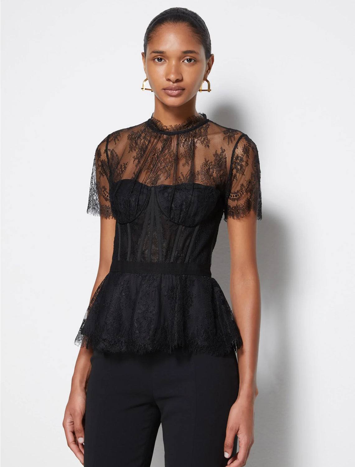 kehlani lingerie lace bustier top in black – Twigs