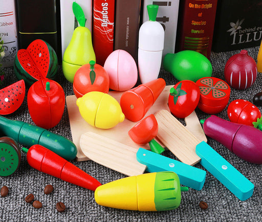 Wooden Magnetic Fruit and Vegetable cutting set