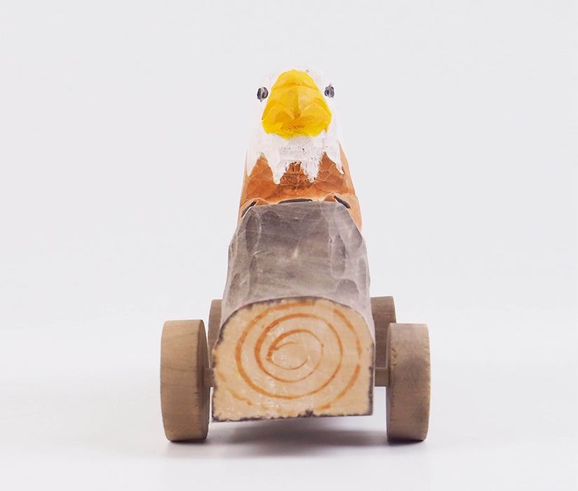 Mukayimotoys Eagle Car Handmade Solid Wood Carved Animal Scooter
