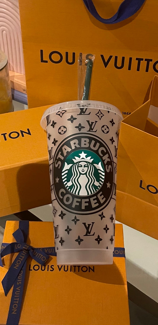 Starbucks Matte Black Louis Vuitton Inspired Tumbler