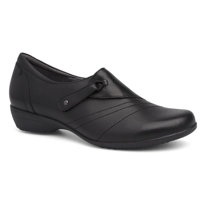  Dansko Lexie Slip-On Mules for Women – Comfortable Flat Shoes  with Arch Support – Versatile Casual to Dressy Footwear – Lightweight  Rubber Outsole Black Nappa 5.5-6 M US