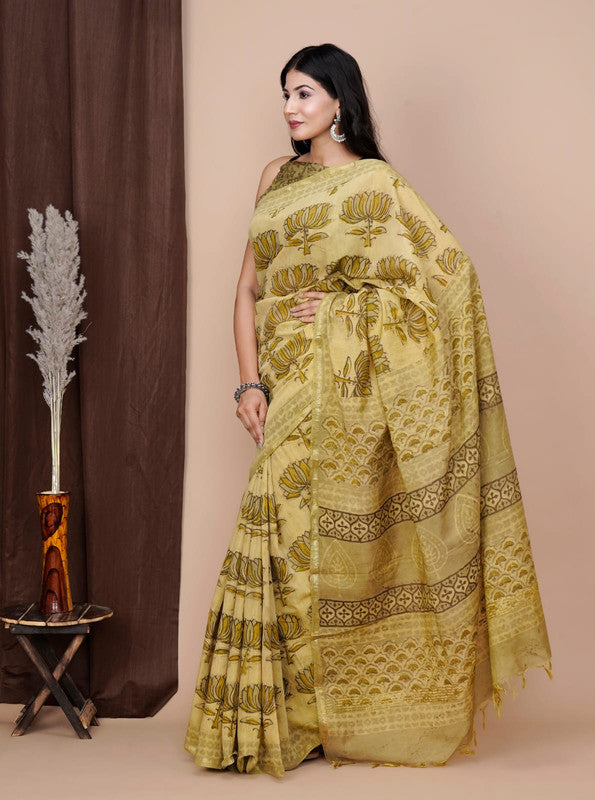 Shop Primium Bagru Chanderi Sarees on Sale | Jhakhas.com