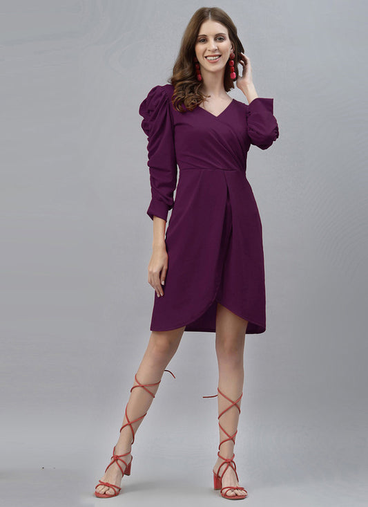 3/4 Sleeve V-Neck Knit Dress