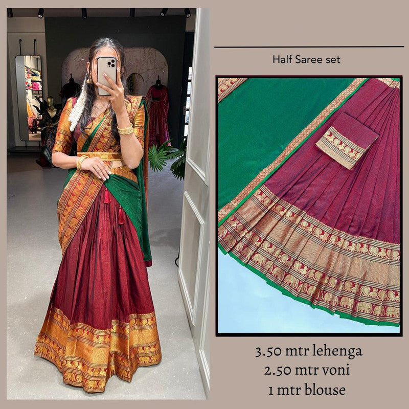 Richa Silk and Cotton Half Saree - Saree Blouse Patterns