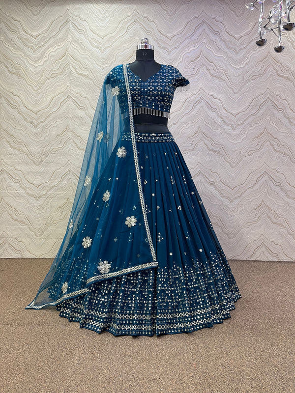 Royal Blue Color Art Silk Embroidery Party Wear Lehenga Choli | Heenastyle