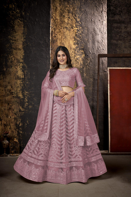 Pista Green and Pink Heavy Embroidered Lehenga – FALAKENOOR