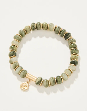Stone Stretch Bracelet 8mm Silver Leaf Jasper - The Front Porch Lexington