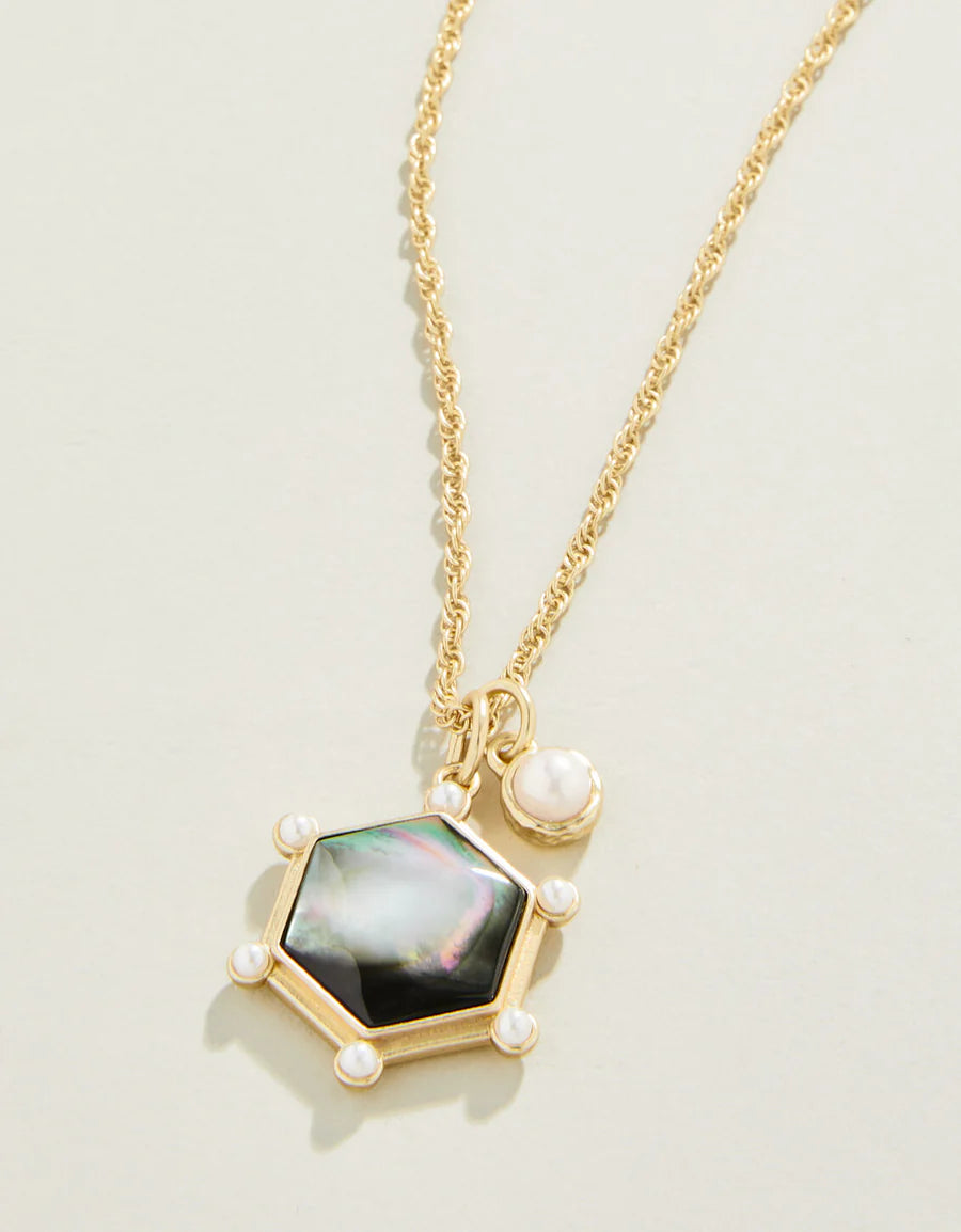 Hexa Necklace 18" Grey Mother-of-Pearl