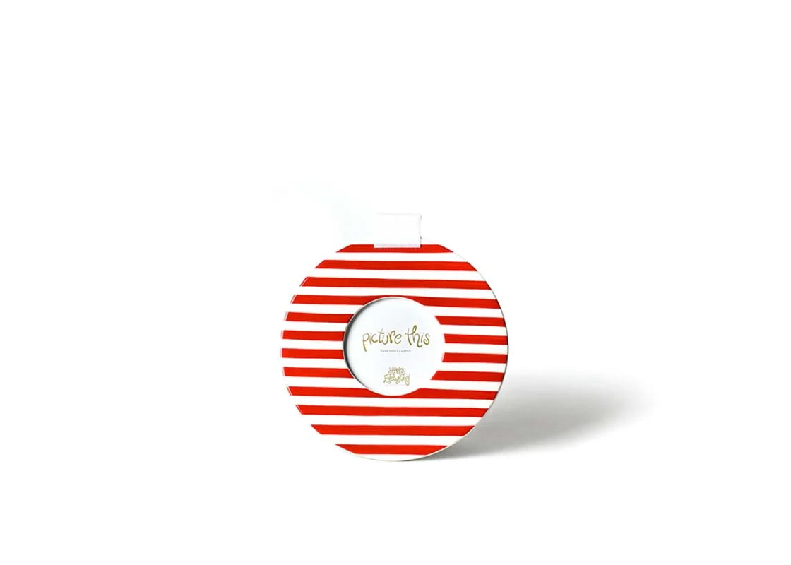 Red Medium Stripe Mini Round Frame