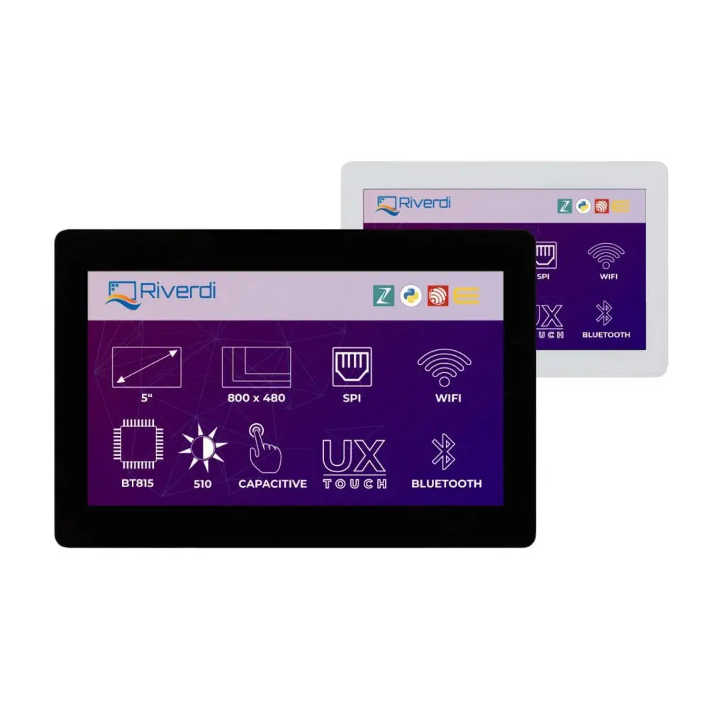 Riverdi 5" Capacitive IoT Display with BT815 uxTouch in Sleek Black