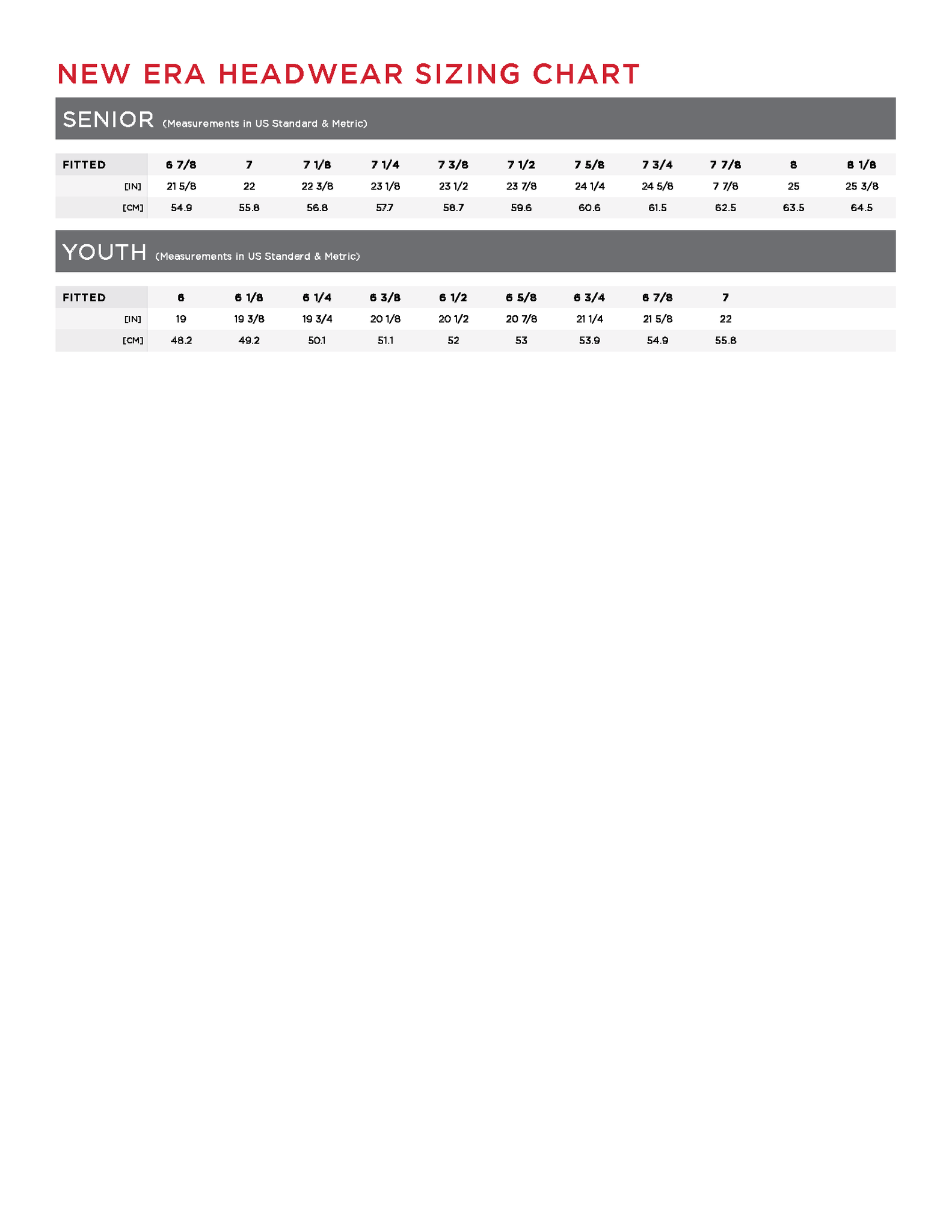 Bauer 2024 Size Chart 2 New Era