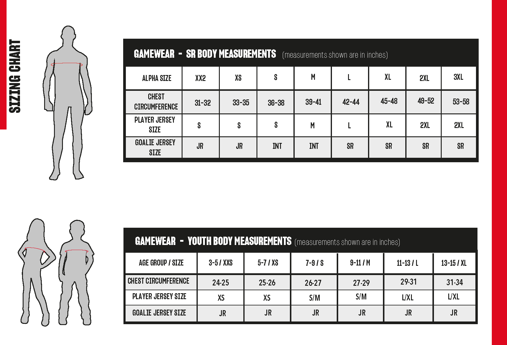 CCM 2023 SIZE CHART GAMEWEAR