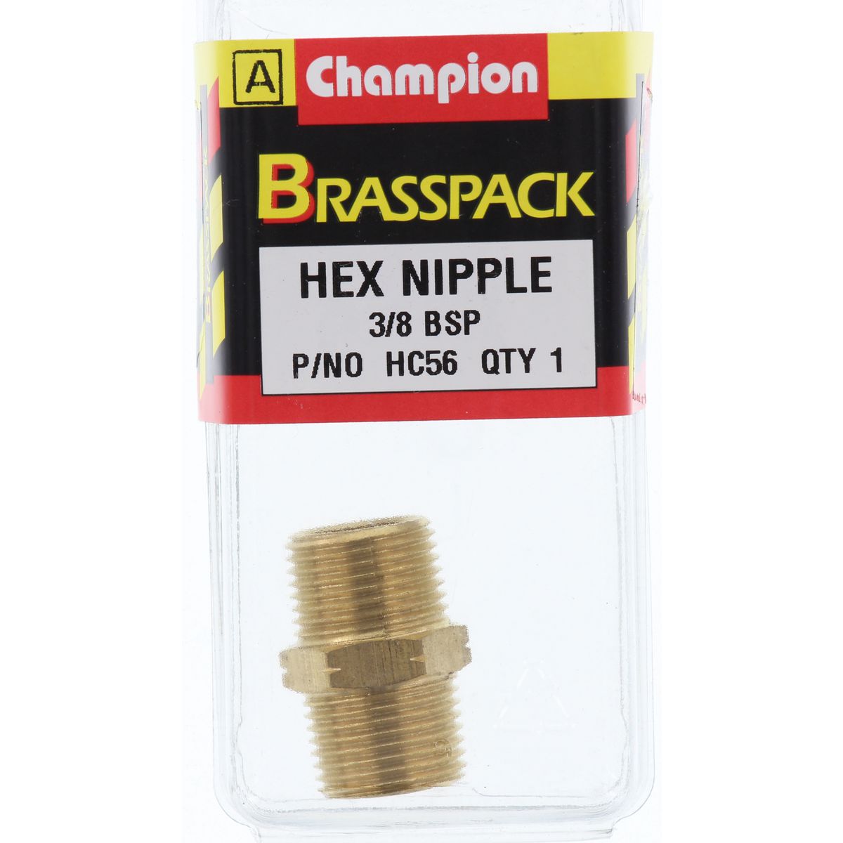 Champion Hex Nipple Brass 1/8in - HC54