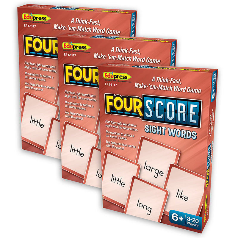 Teacher Created Resources® Four Score Card Game: Sight Words, Pack of 3
