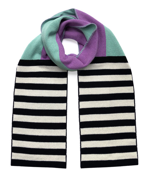 A scarf in vertical and horizontal stripes 