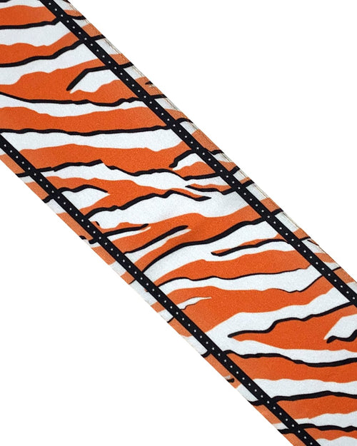 a orange tiger printed scarf 