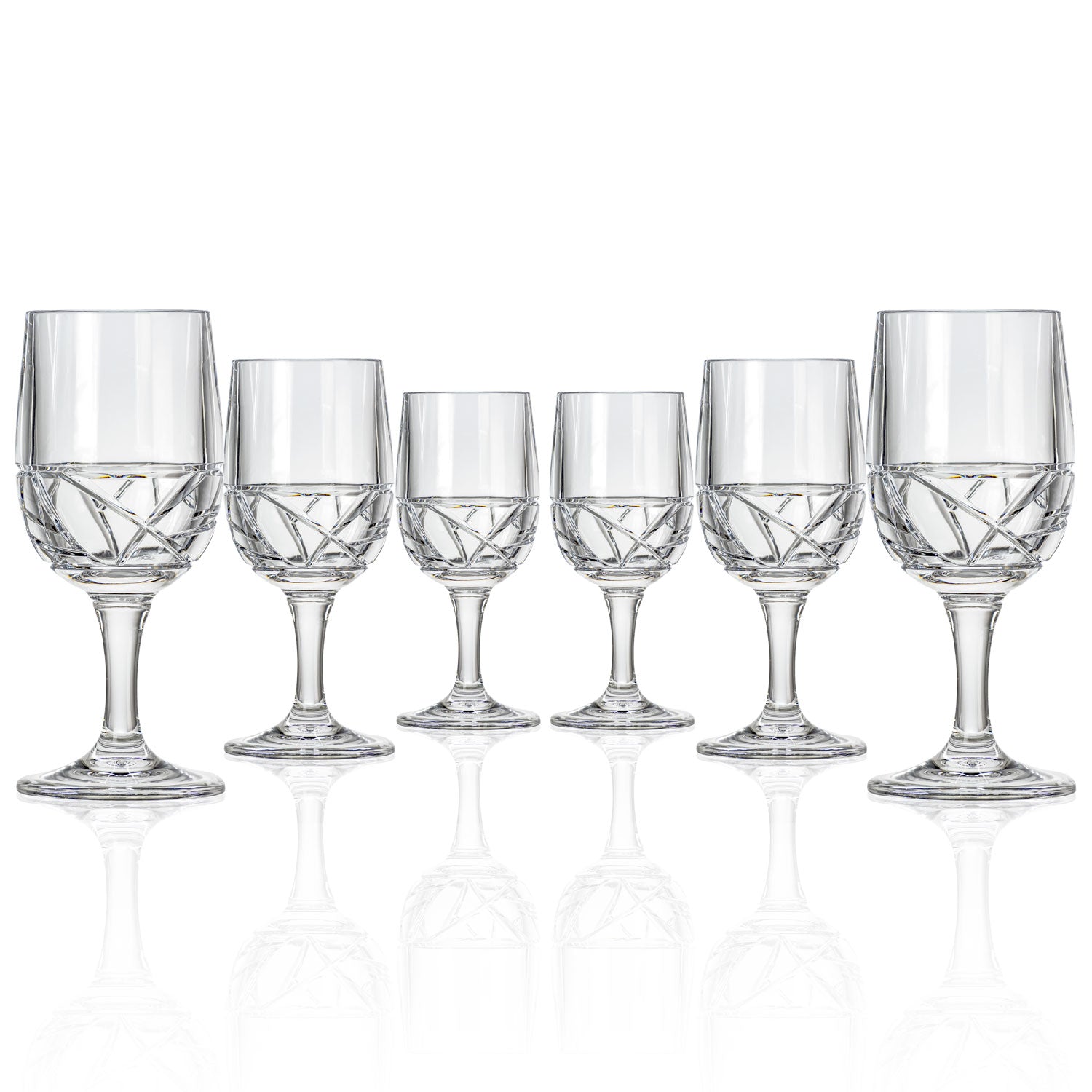 Set of 6 Colorful Stemmed Wine Glasses, Etched Wave Design, 3 Colors 1 –  The Vintage Teacup