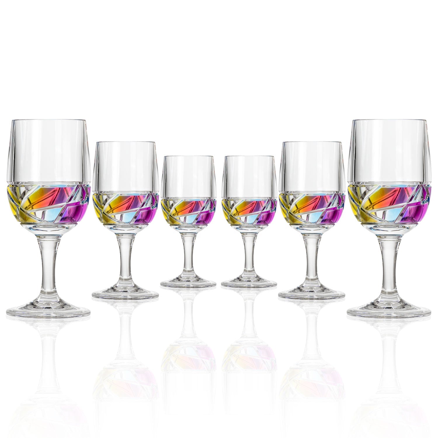 Wine Rainbow Glasses Set Of 8 in Rainbow - Homeware