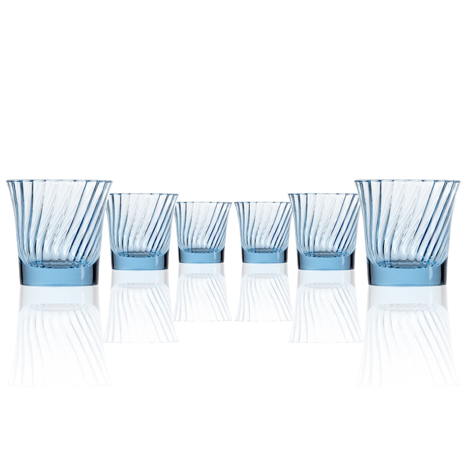 Veneto 16 oz. Glass Tumblers (Set of 6) Impulse Color: Blue/White