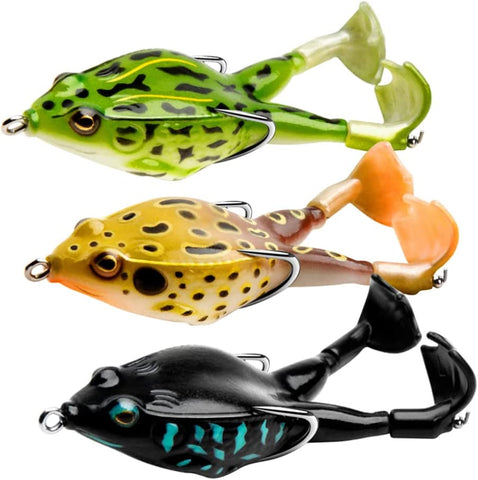 5Pcs Realistic Prop Frog Bass Trout Fishing Lures Kit Set Soft
