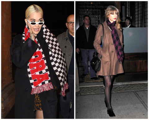checkerboard scarf showed in Rita Ora and Taylor Swift