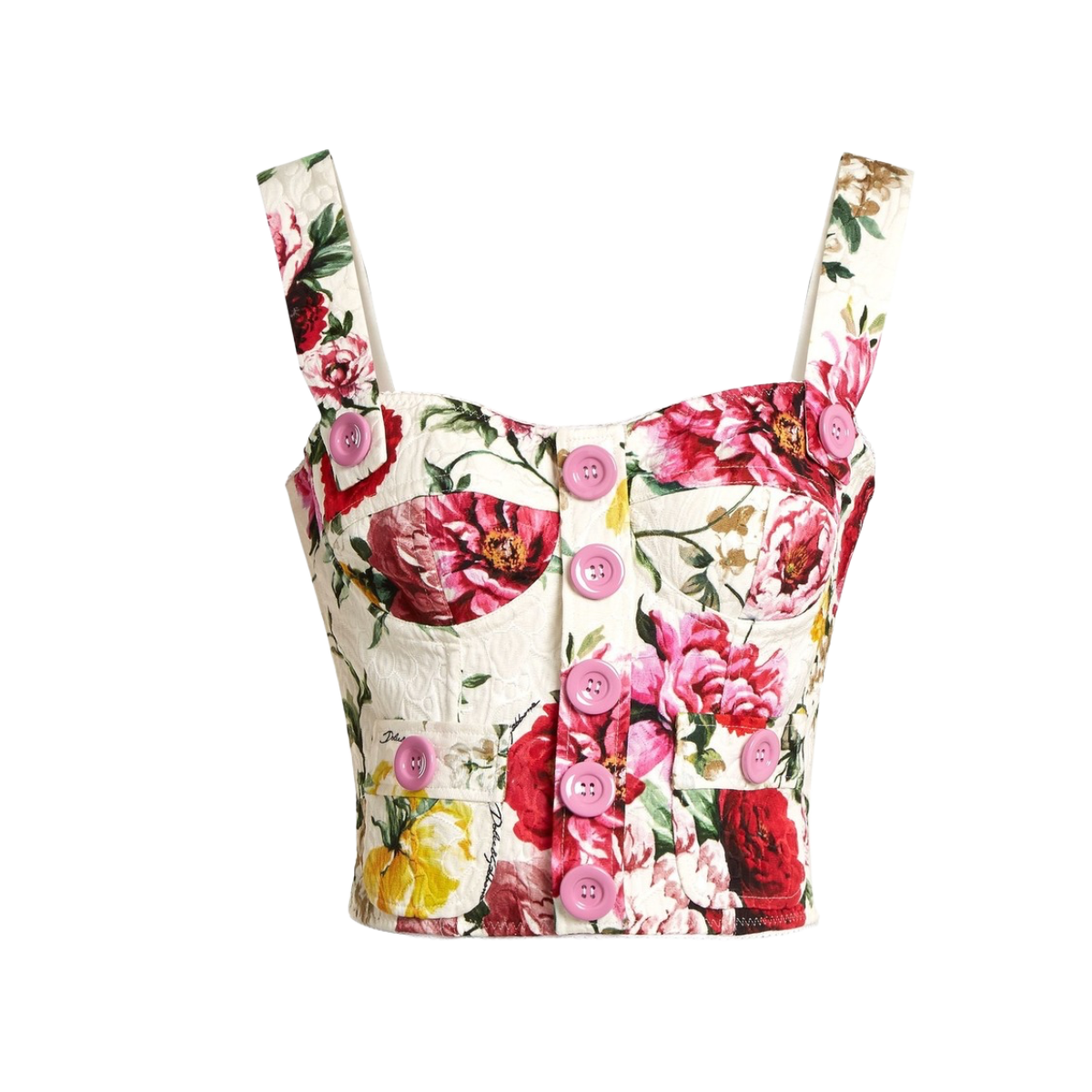 Dolce & Gabbana Floral Mixed-Material Bustier