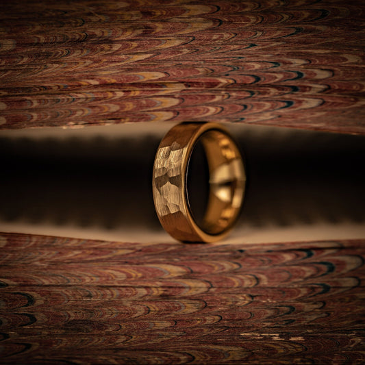 Hammered Gold Wedding Ring Set — TorchFire Studio