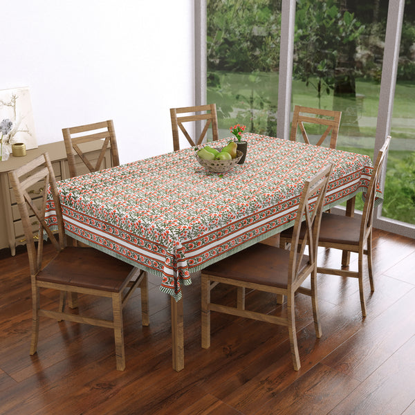 Red Block Print Cotton Dinner Table Cloth Napkins Premium Quality - Set of  6 -M1