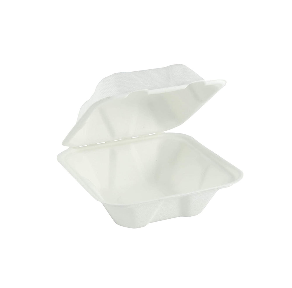 Tree-Free™ Compostable 9 x 9 x 3 Hinged Clamshell Containers - 200/Ctn