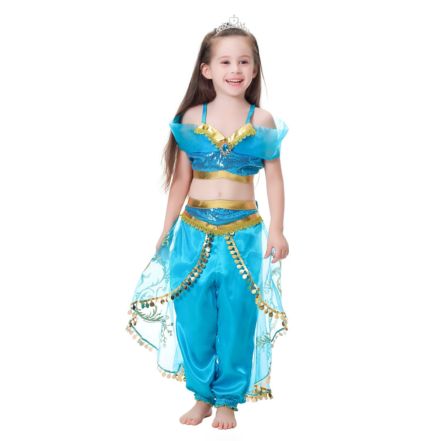 Disney Princess Jasmine Aladdin Girls Fancy Dress Costume With