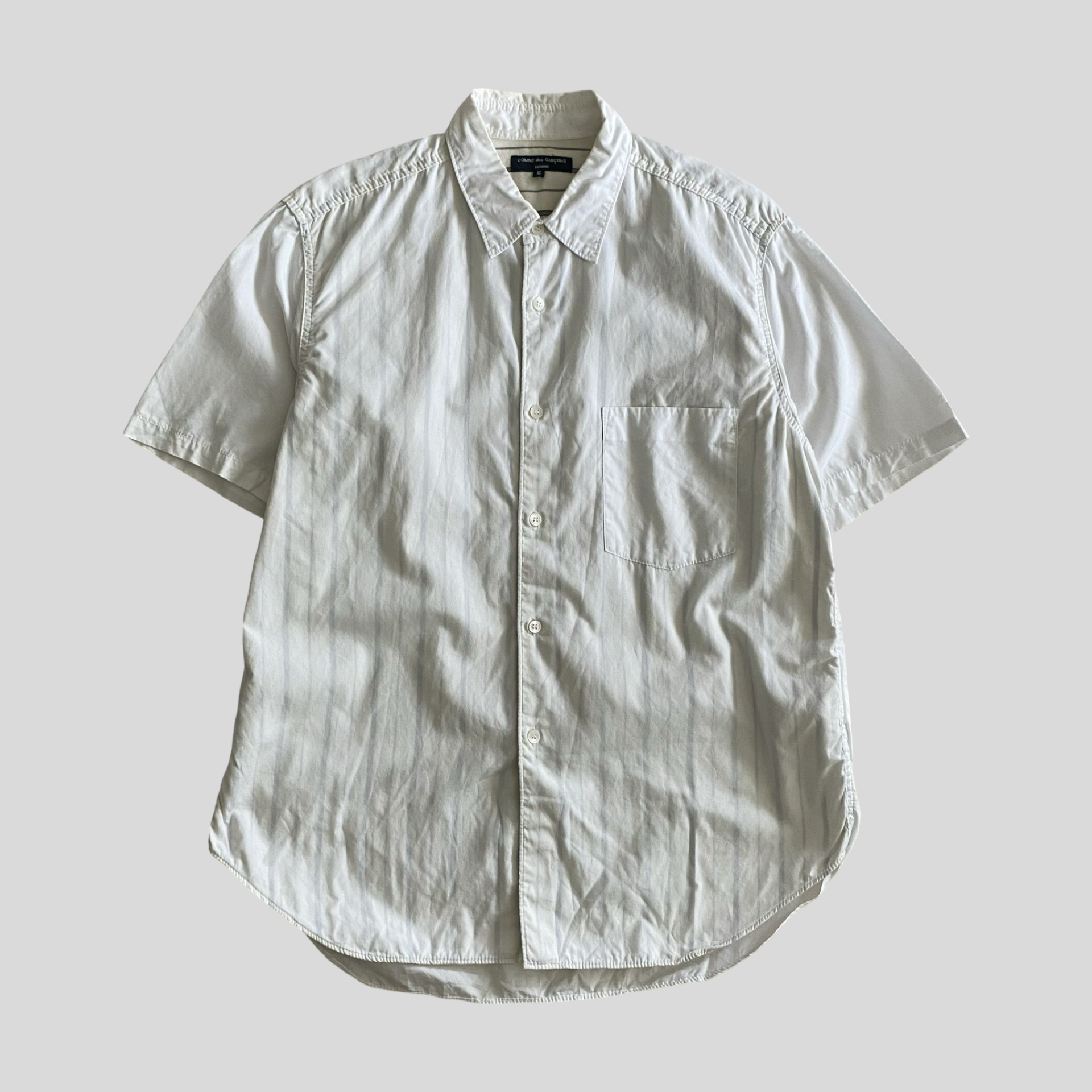 image of AD2004 Comme des garçons homme striped short sleeve shirt - S/M