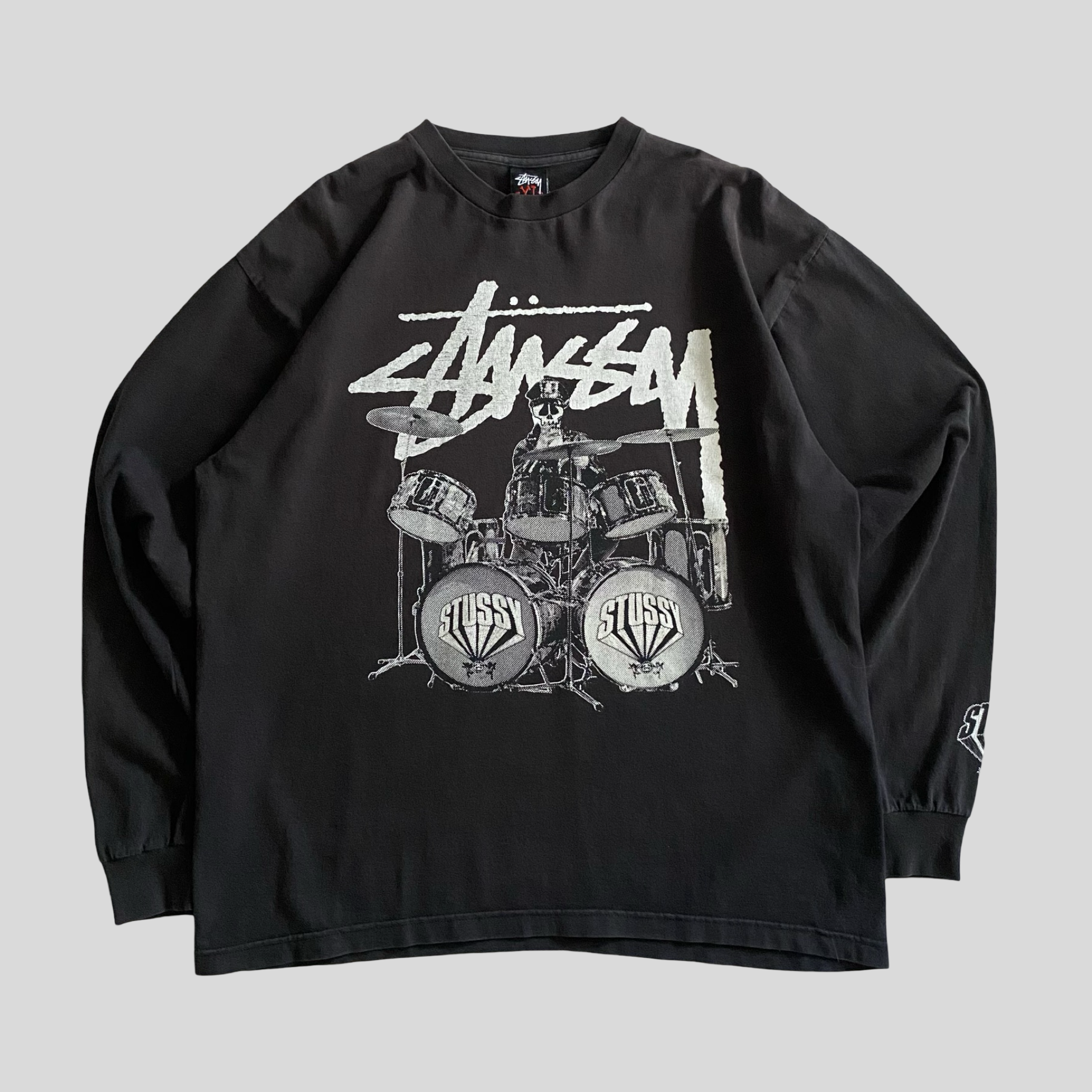 image of 00s Stüssy skull drums long sleeve T-shirt - L