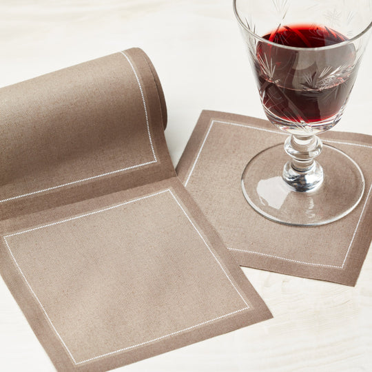 SOLID LINEN NAPKINS, CURRY, SET OF 4 - SIR/MADAM