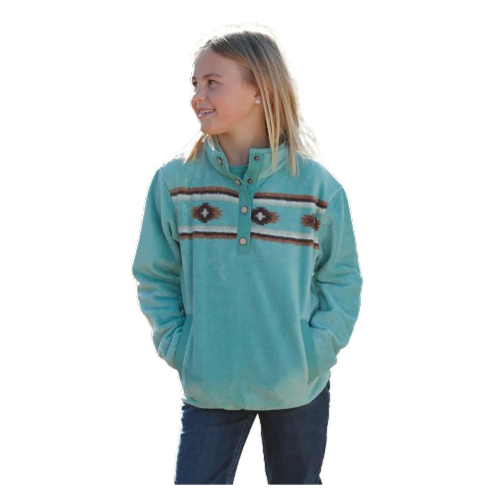 Girl's Match Mom Fleece Pullover - Turquoise - CWK8250008