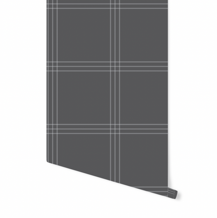 Charcoal and Black Plaid Wallpaper WW2238