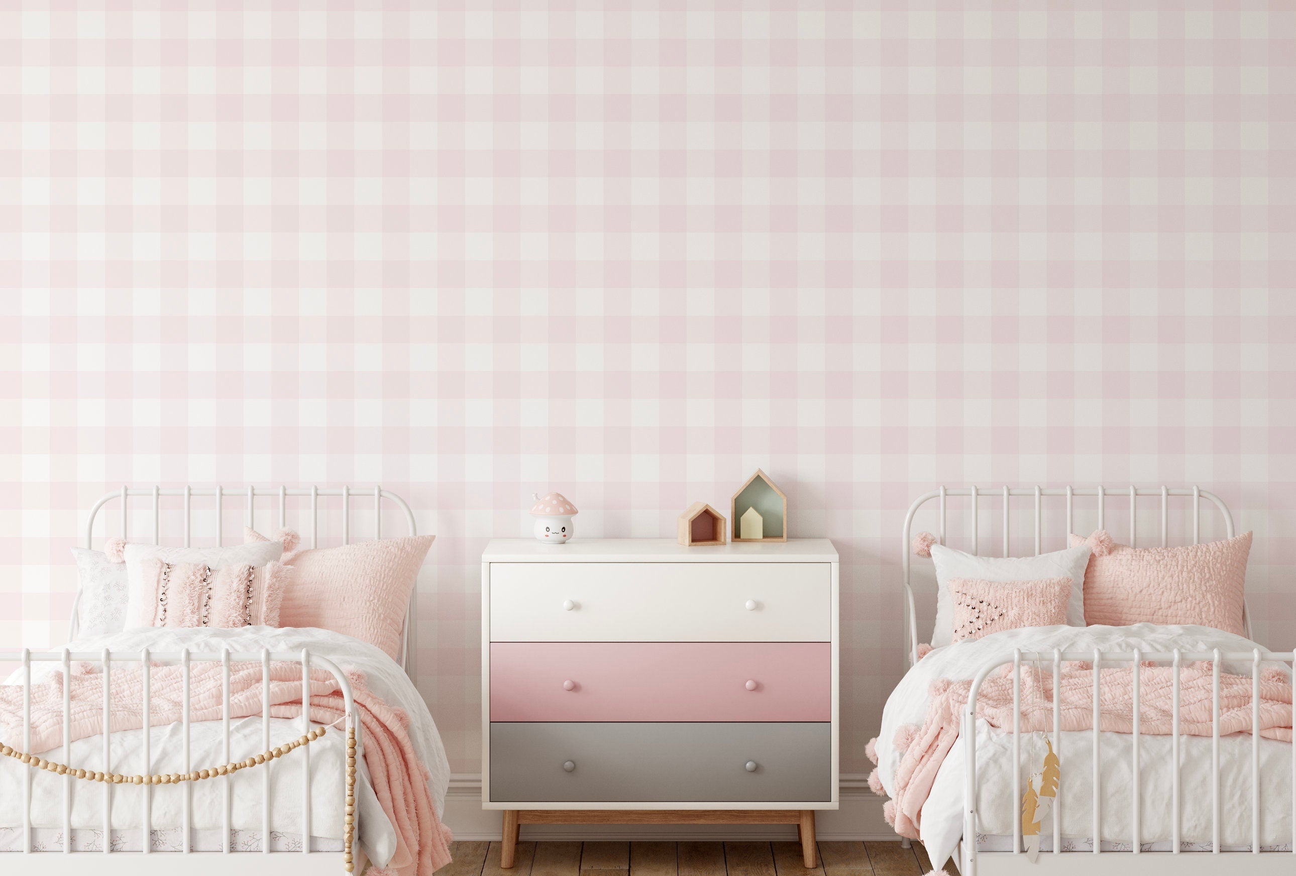 Plaid Stripe Pink Wallpaper Norwall Wallcovering AB31055