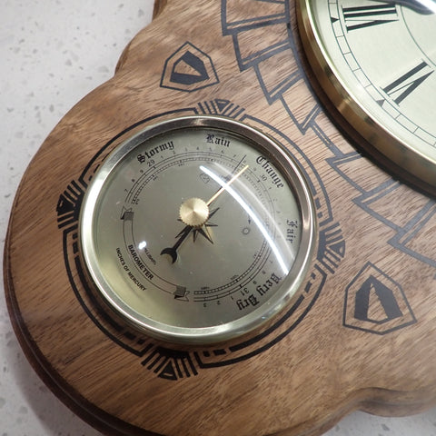Spotted Gum Wall Clock with Barometer