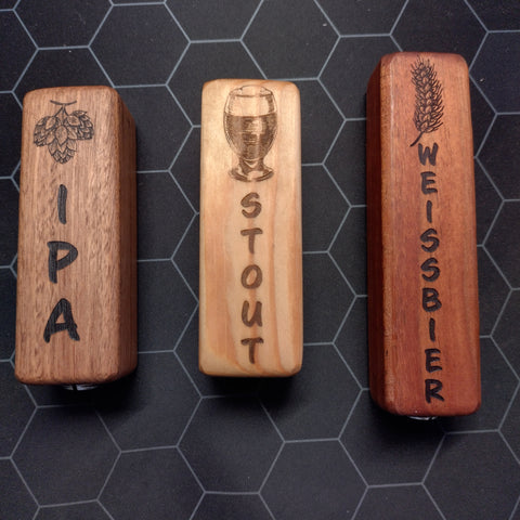 Custom beer taps - 3 types of timber