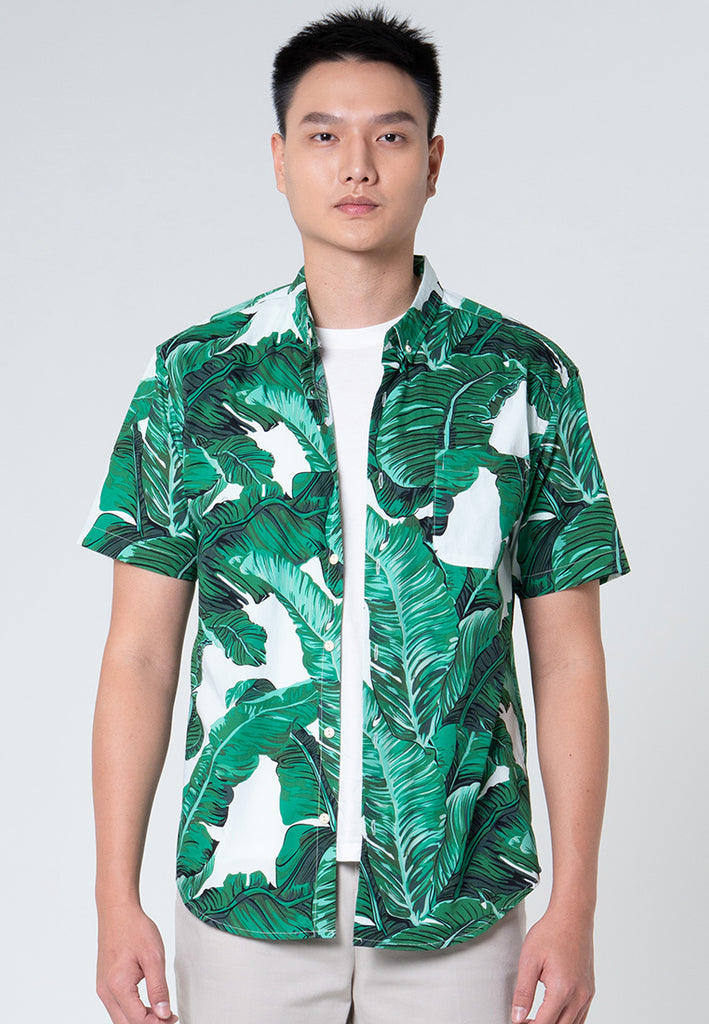 Private Stitch Button Up Floral Shirt - Green