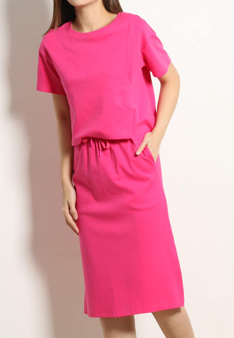 PSG X VIL-LIAMOOI Ladies Straight Fit Midi Skirt - Pink | PRIVATE STITCH