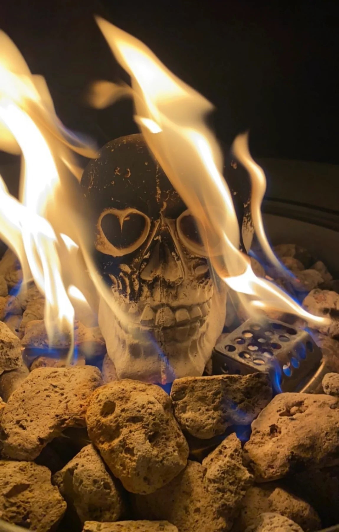 Flaming Heart Skull