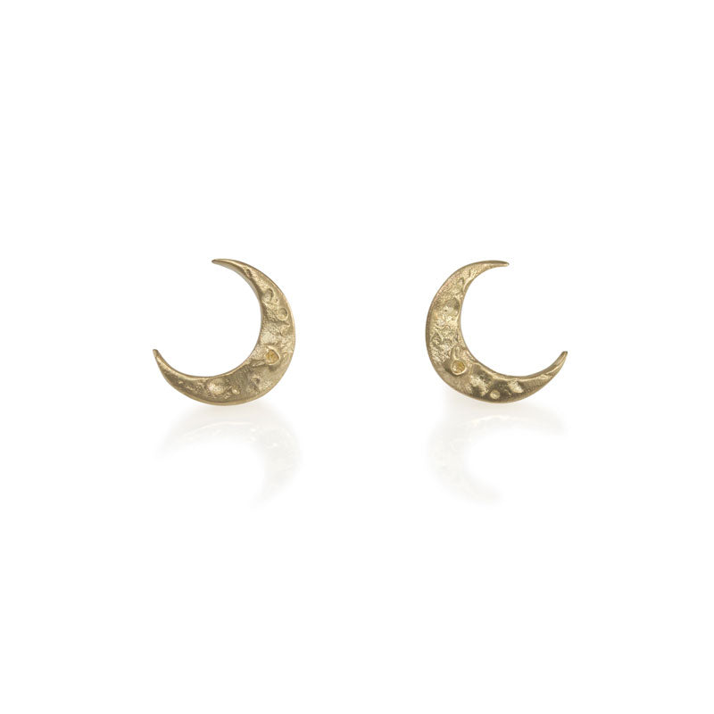 Gold Crescent Moon Studs, Luana Coonen
