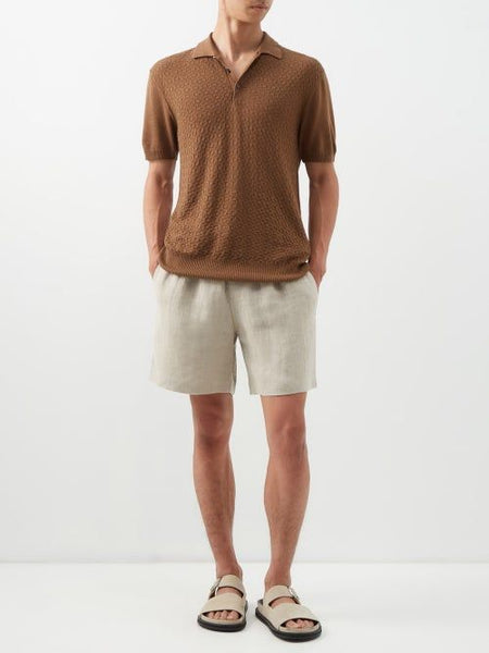 Linen Shorts Paired with a Polo Shirt