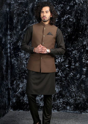 Navy Star Printed Ethnic Nehru Jacket For Men | Amogue