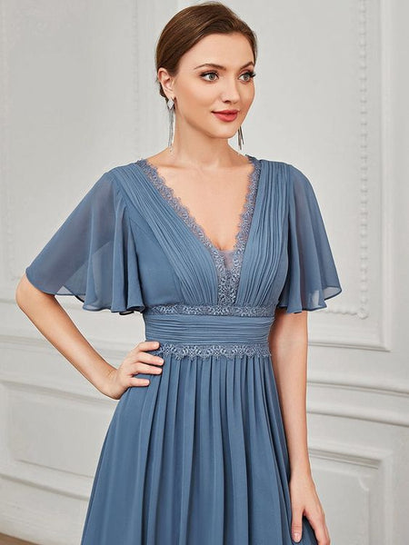 Short Sleeve Chiffon Bridesmaid Dress