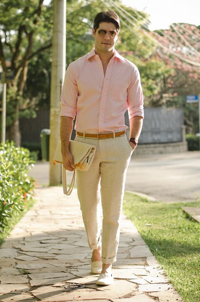 Blended Cotton Dress Shirt Combined with Chinos