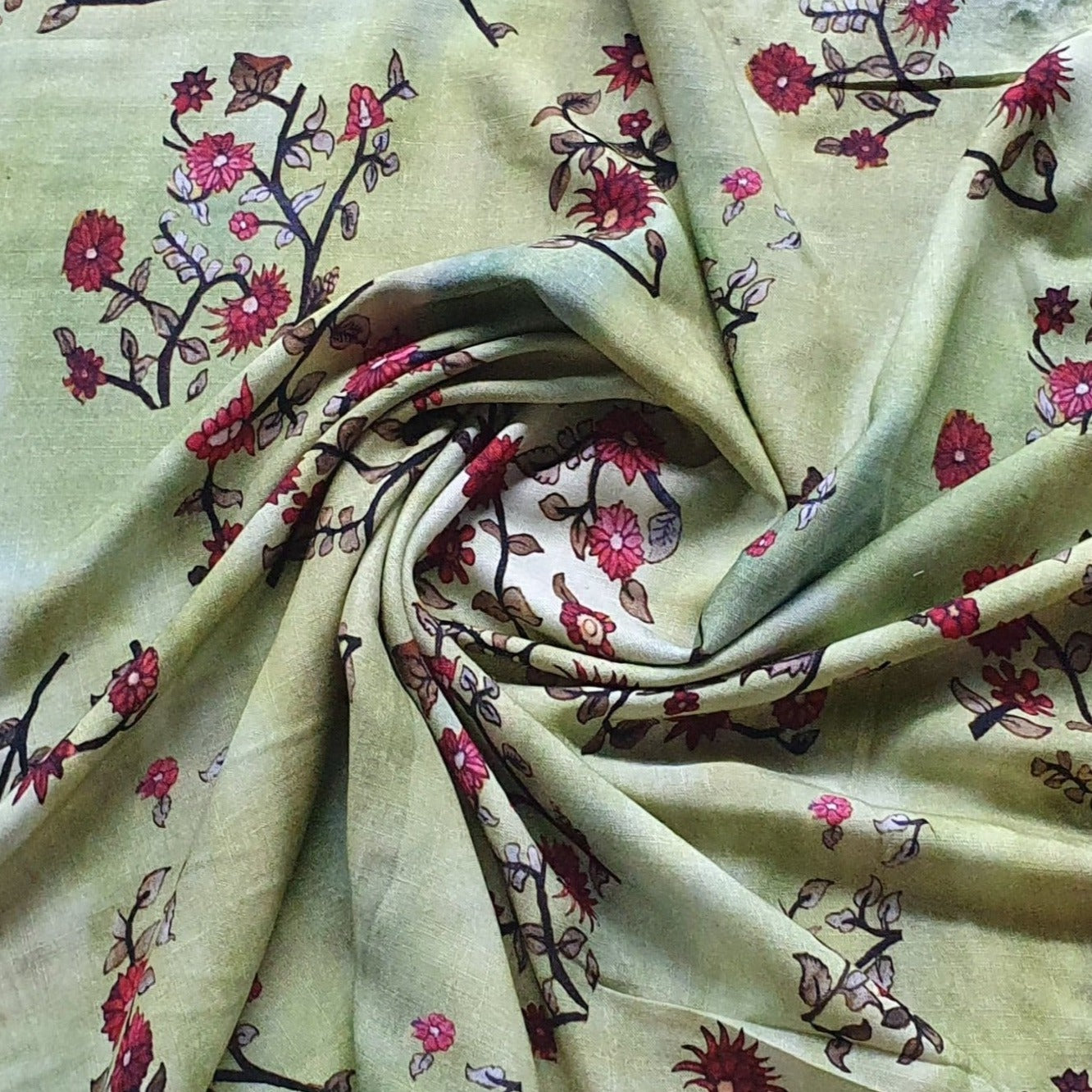 Yellow Floral Print Viscose Fabric Trade UNO