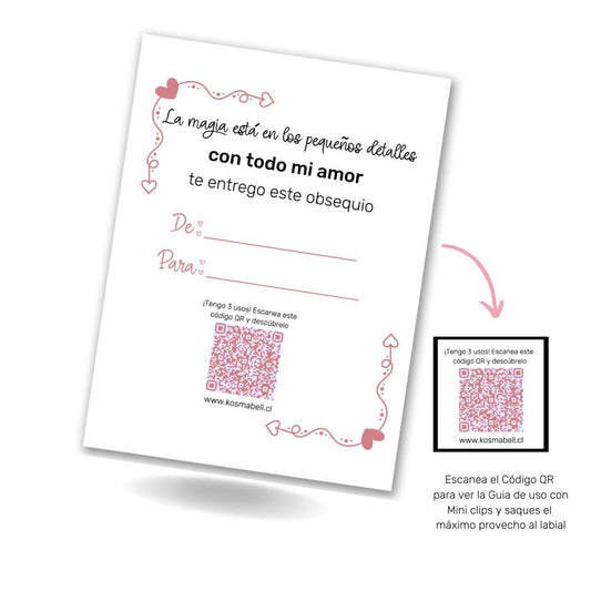 La Magia de los detalles - Tarjeta con dedicatoria y labial 3 en 1 para el día de los enamorados. - Kosmabell