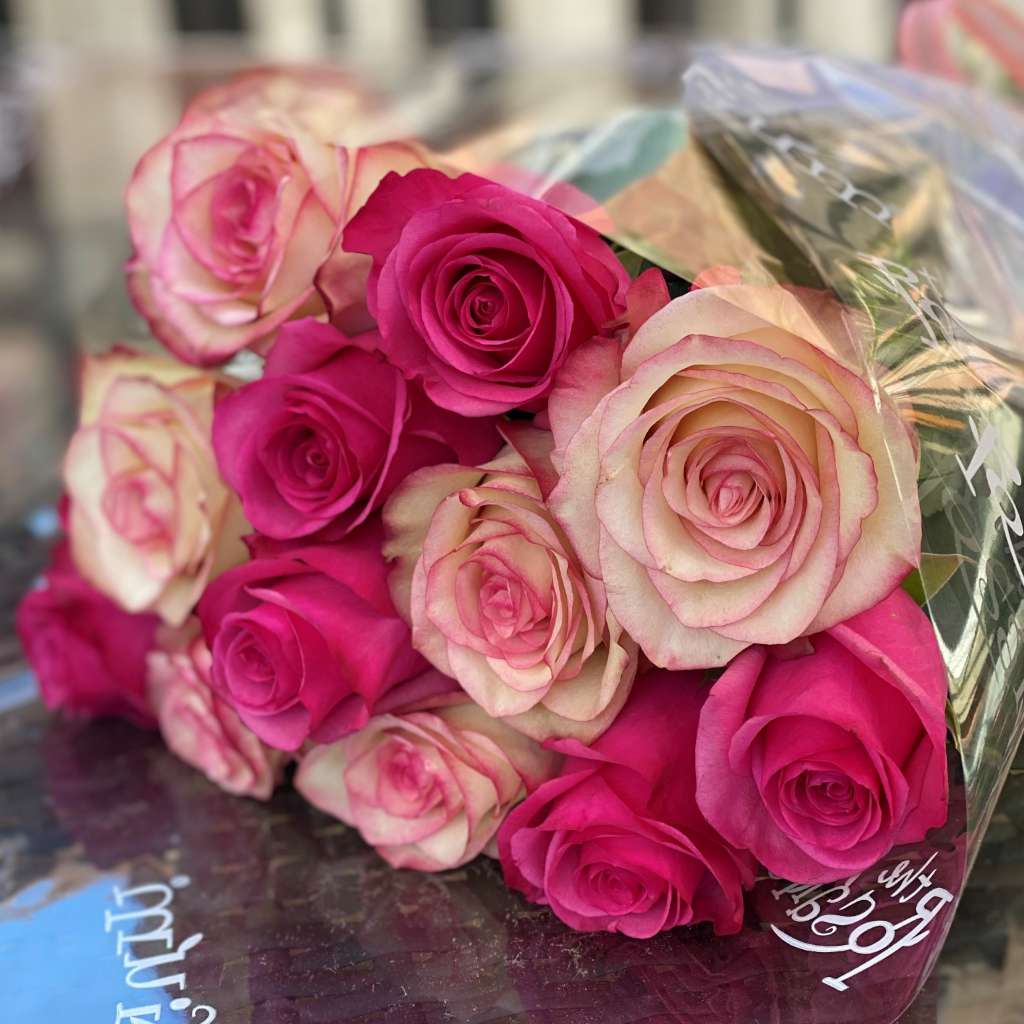 A Dozen Pink and White Birthday Roses - My Flowers Toronto - MY ...